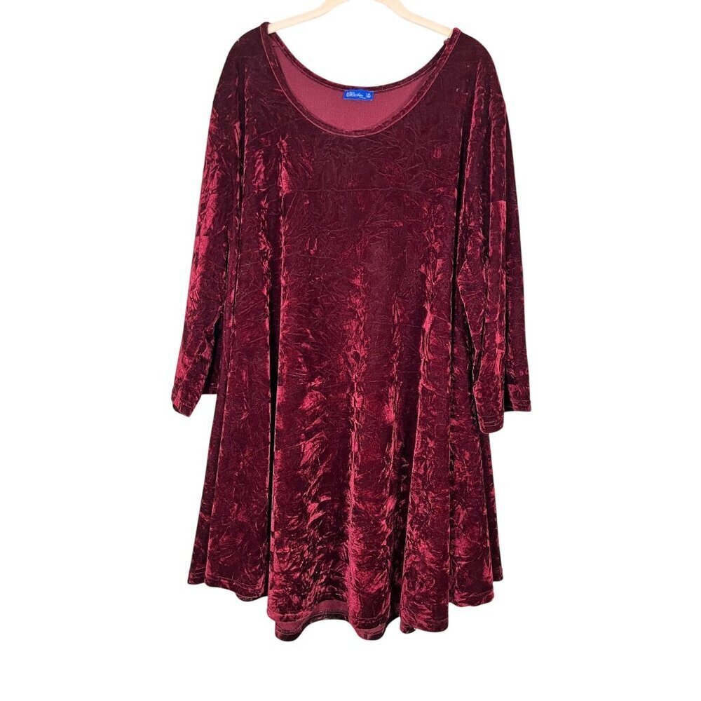 Retro Burnout Floral Dress 4X Red Festive Holiday Witchy Vampire Fairy Chic 80s